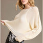 La Miel - JDS3608-Boat Neck Off Shoulder Dolman Sleeve Sweater Fall: Denim / M