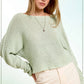 La Miel - JDS3608-Boat Neck Off Shoulder Dolman Sleeve Sweater Fall: Frosty Mint / L