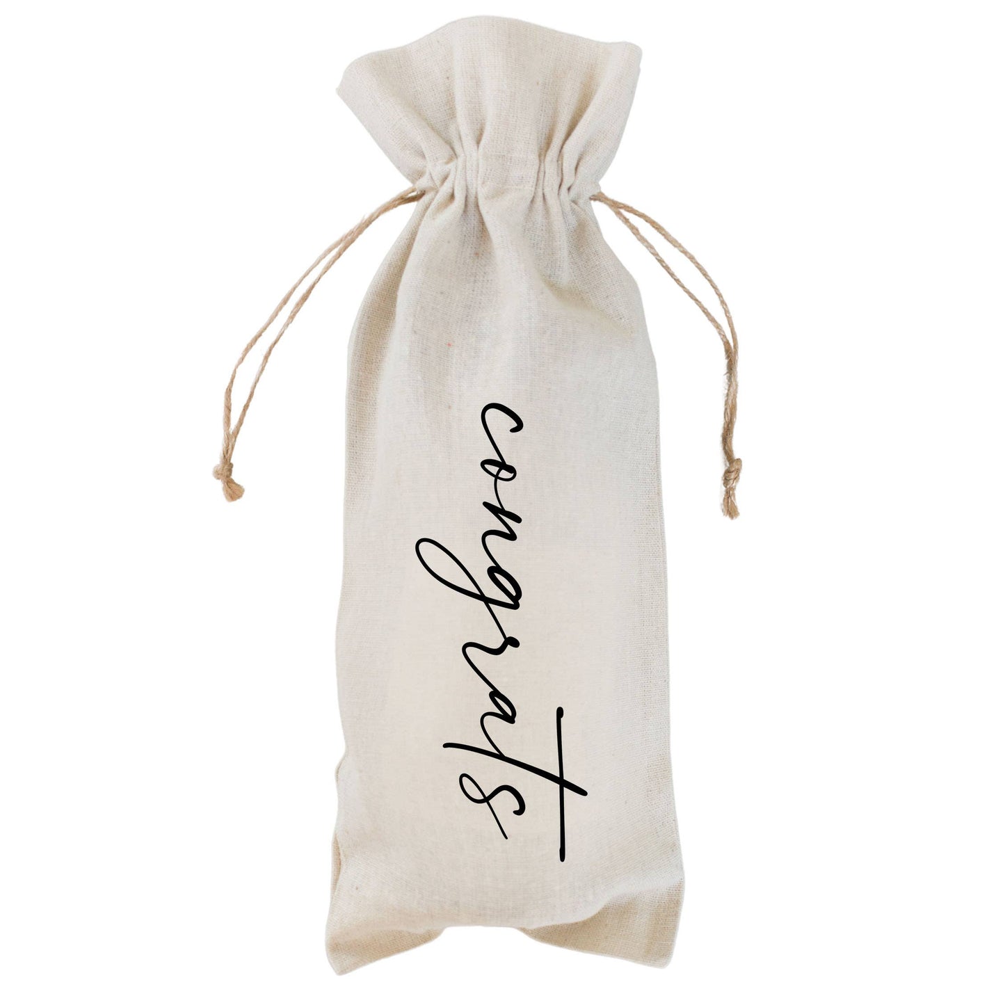 Congrats Wine Bag Natural Cotton Linen