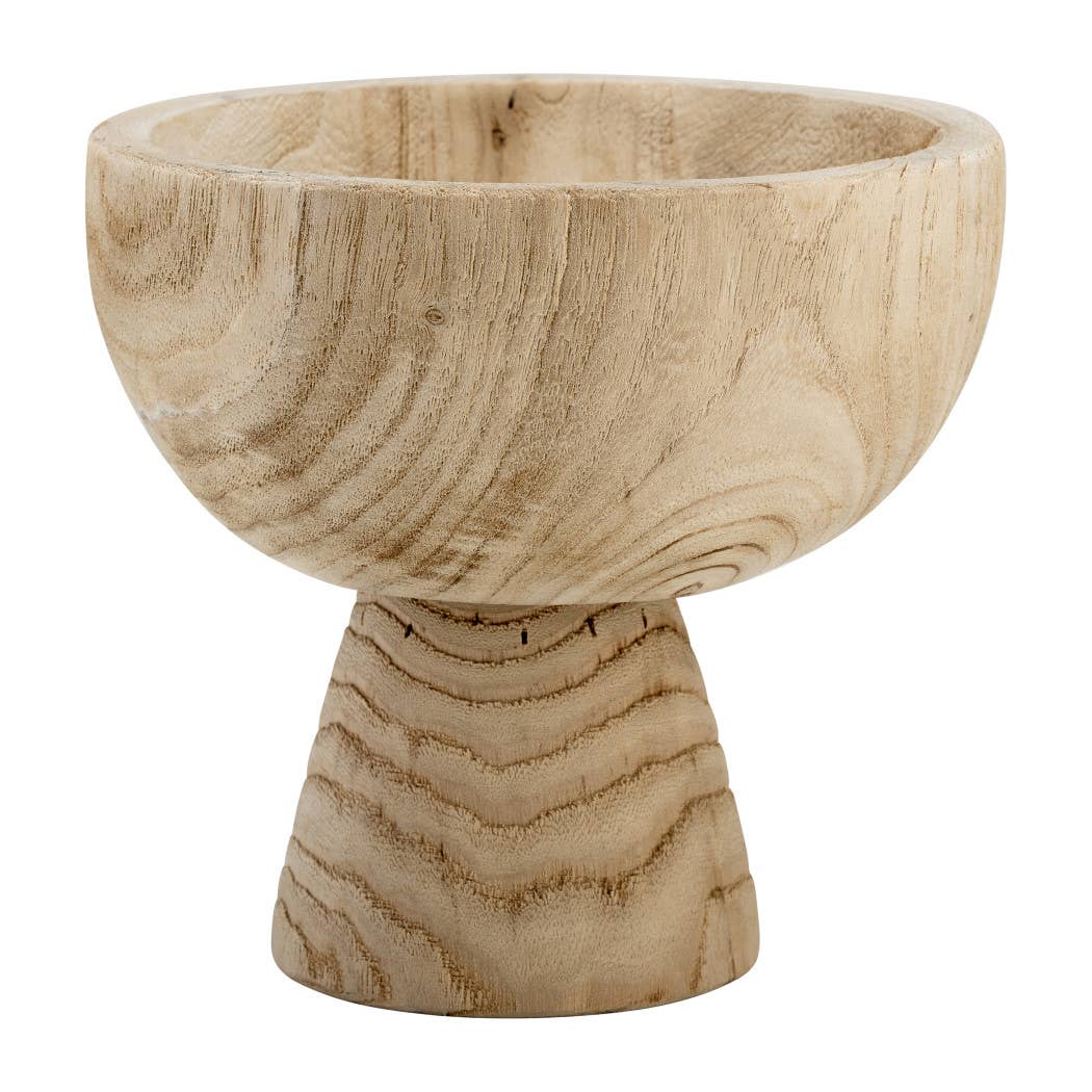 Sagebrook Home - Bowl - Brown Paulownia Wood with Pedestal Base, 8 in.