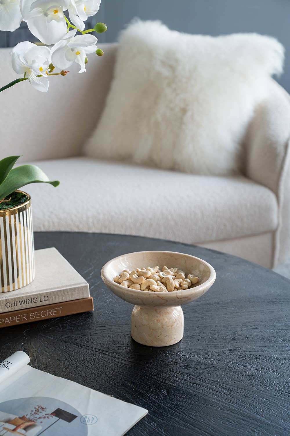 Marble Elegance Pedestal Bowl:  7x7x4"