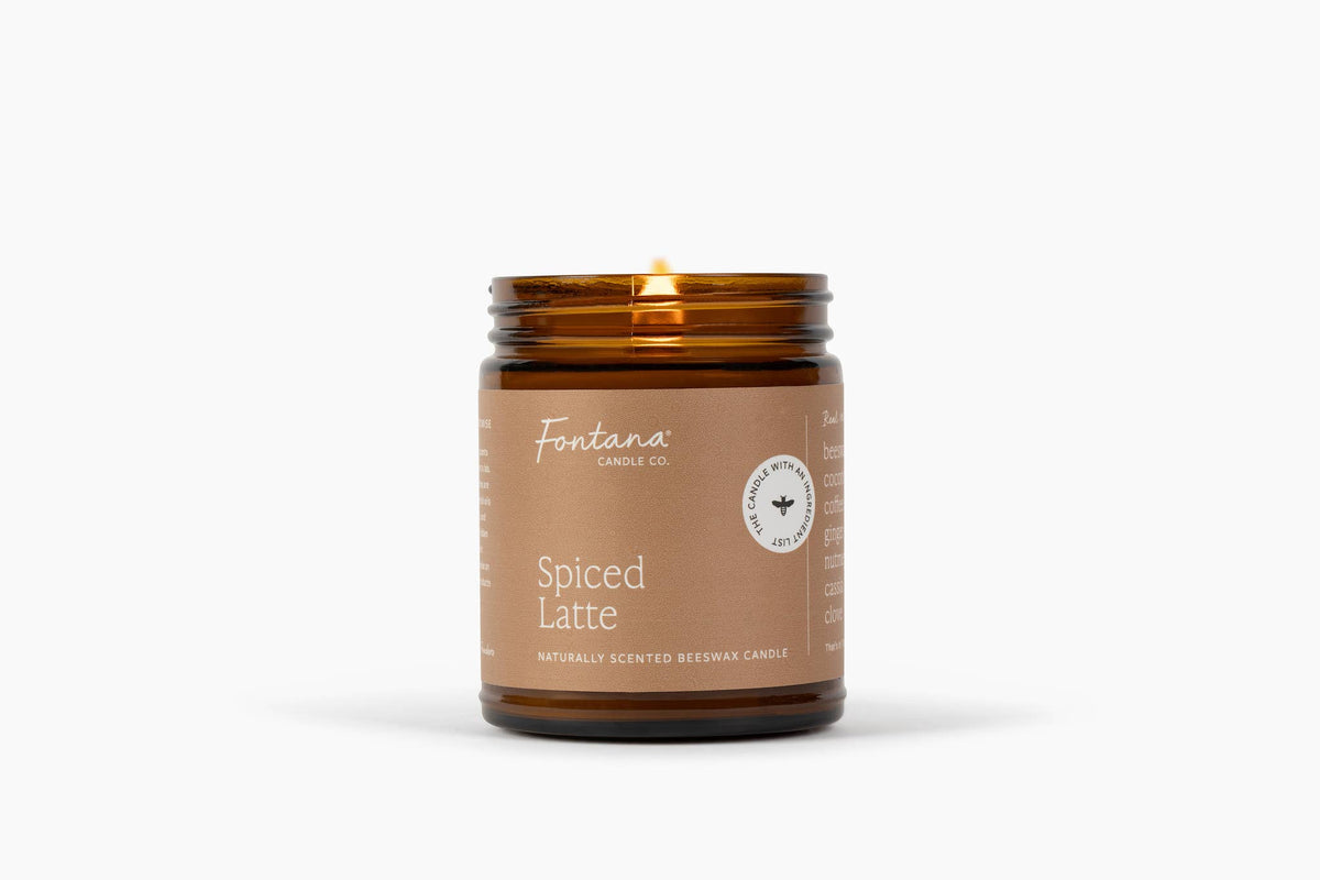 Fontana Candle Co. - Spiced Latte Essential Oil Beeswax Jar Candle: Non-Toxic