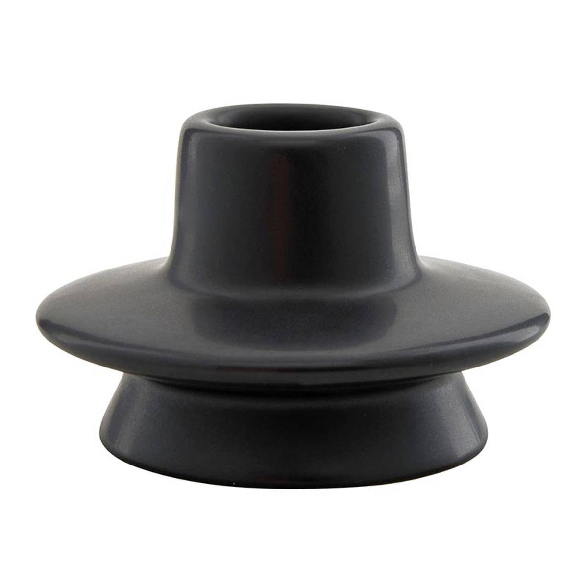 47th & Main (Creative Brands) - Mini Black Taper Candle Holder: Dolomite / 3" Dia x 2" H