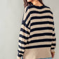 Cozy and Free Striped Cardigan: TAUPE/BLACK