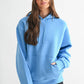 Cotton Blend Drop Shoulder Hoodie: HALOGEN BLUE