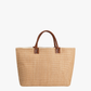 Hazel Large Straw Tote w/ Dual Handles: TAN