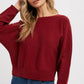 Boatneck Dolman Pullover: BURGUNDY