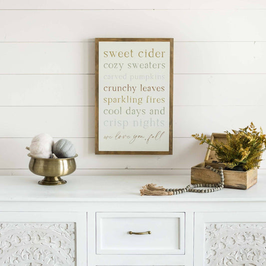 We Love You Fall | Wall Art: Light Brown Frame / 8 inches x 12 inches