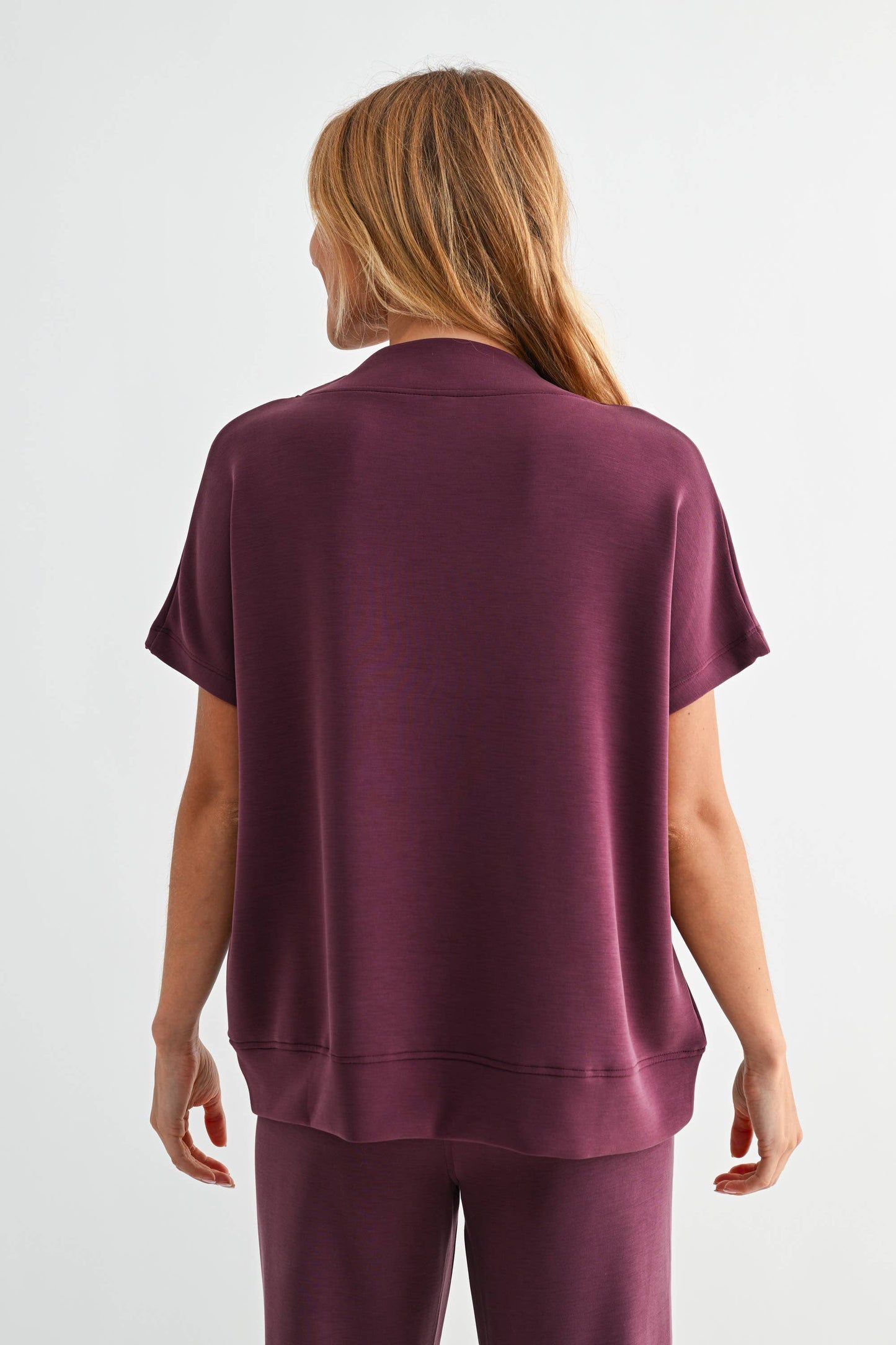 Laguna Cowl Neck Top: DARK PLUM