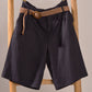 Linen Blend Belted Bermuda Shorts: WHITE