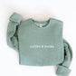 OAT COLLECTIVE - EMBROIDERED COFFEE AND BOOKS Sweatshirt Pullover Relaxed Fit: VINTAGE WHITE LONG SLEEVE / XL