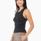 Seamless Ribbed Racerback Tank Top: Black