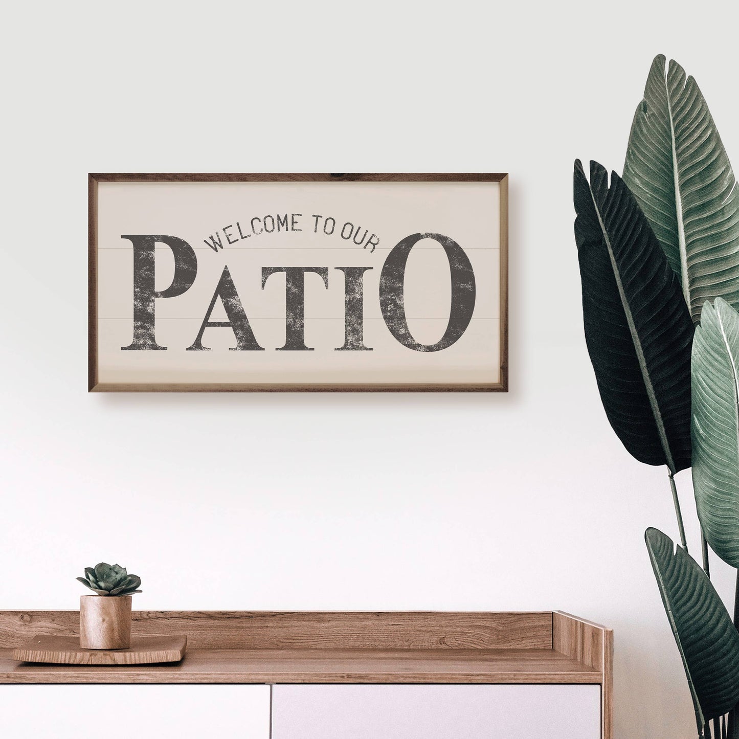 Welcome To Our Patio White: 16 x 8 x 1.5