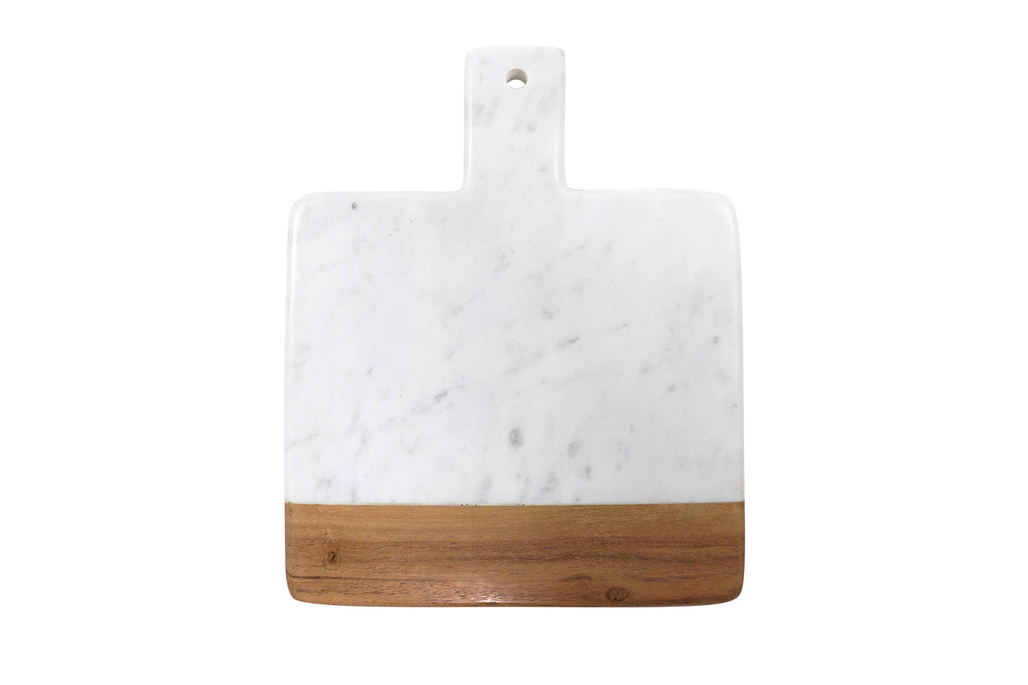 White Marble & Acacia Wood Square Handled Board