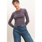 HYFVE - Crew Neck Long Sleeve Top: DARK BROWN / S-M-L(2-2-2)