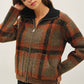 Be Cool - PLAID ZIP UP SWEATER JACKET : BLUE / S