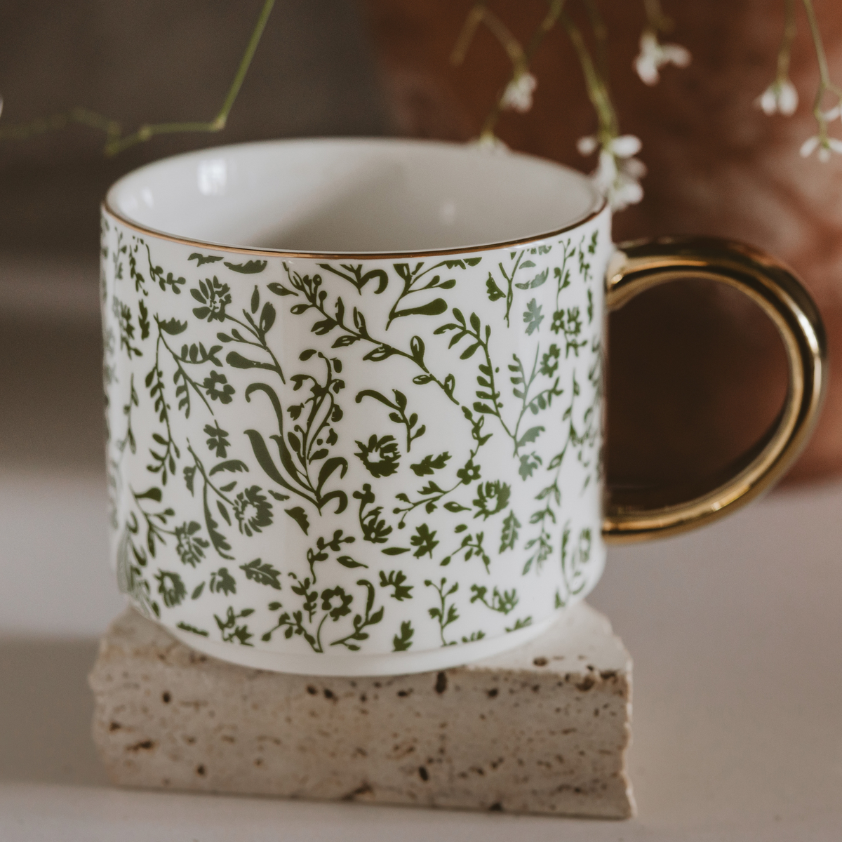 Mug: Green Floral Coffee Mug