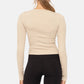 Seamless Ribbed Long Sleeve Top: OAT MILK