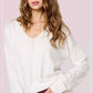 La Miel - JBS3122-V-neck Long Sleeve Lightweight Knit Top Christmas: Apple Green / L