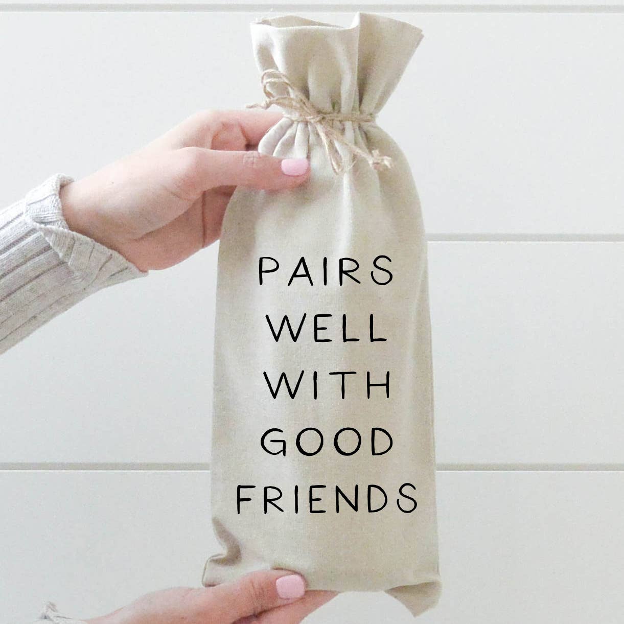 Pairs Well Wine Bag: White Cotton