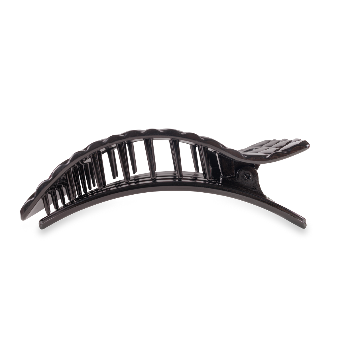 TELETIES - Jet Black Quilted | Large | Flat Rectangle Hair Clip