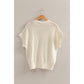 Open-Knit Dolman Sleeve Top: BLACK