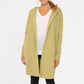 Open Front Longline Hoodie Cardigan: NATURAL