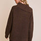 Long Sleeve Asymmetrical Cut Out Ribbed Sweater: Brown