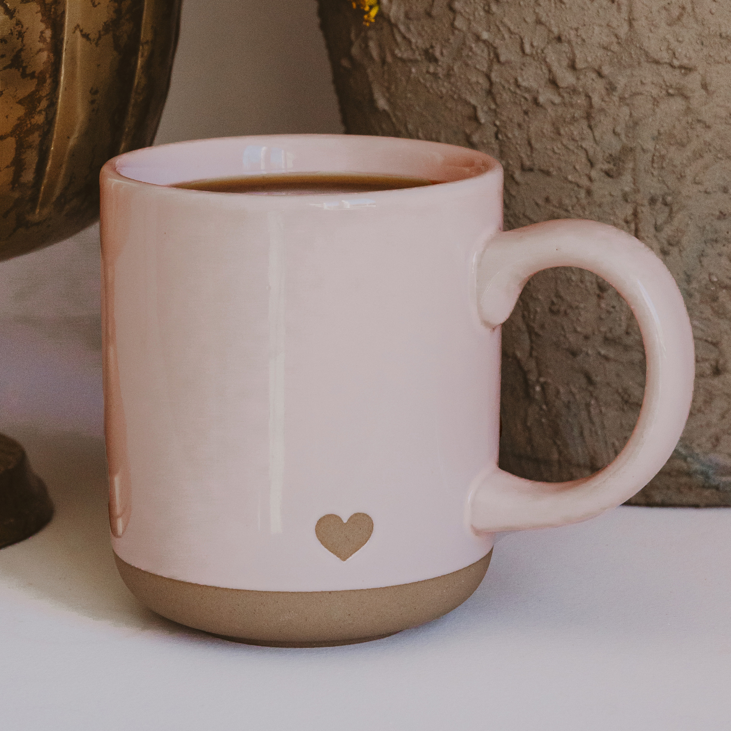 Mug: Heart Pink Stoneware Coffee Mug