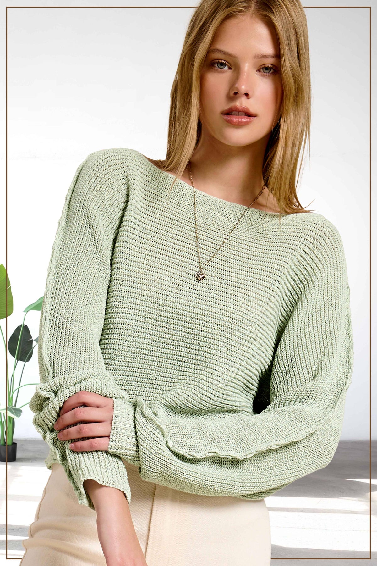 La Miel - JDS3608-Boat Neck Off Shoulder Dolman Sleeve Sweater Fall: Denim / S