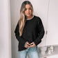 Lovesoft - Solid Color Versatile Split-end Pullover Sweater: Green / 50%Viscose+25Nylon+25%Polyester / L