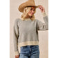 BiBi - TWO TONE STRIPED SWEATER TOP: CHARCOAL / M