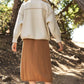 Mello. - Oversize Jacket with Knit Sleeve: Cream / ML