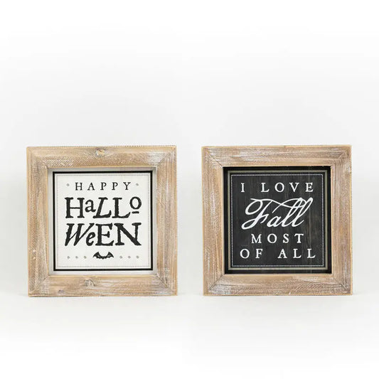 Happy Halloween/I Love Fall Most of All Wood Framed Sign