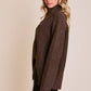 Long Sleeve Asymmetrical Cut Out Ribbed Sweater: Brown