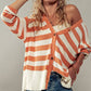 Cozy and Free Striped Cardigan: BURNT SIENNA/CREAM