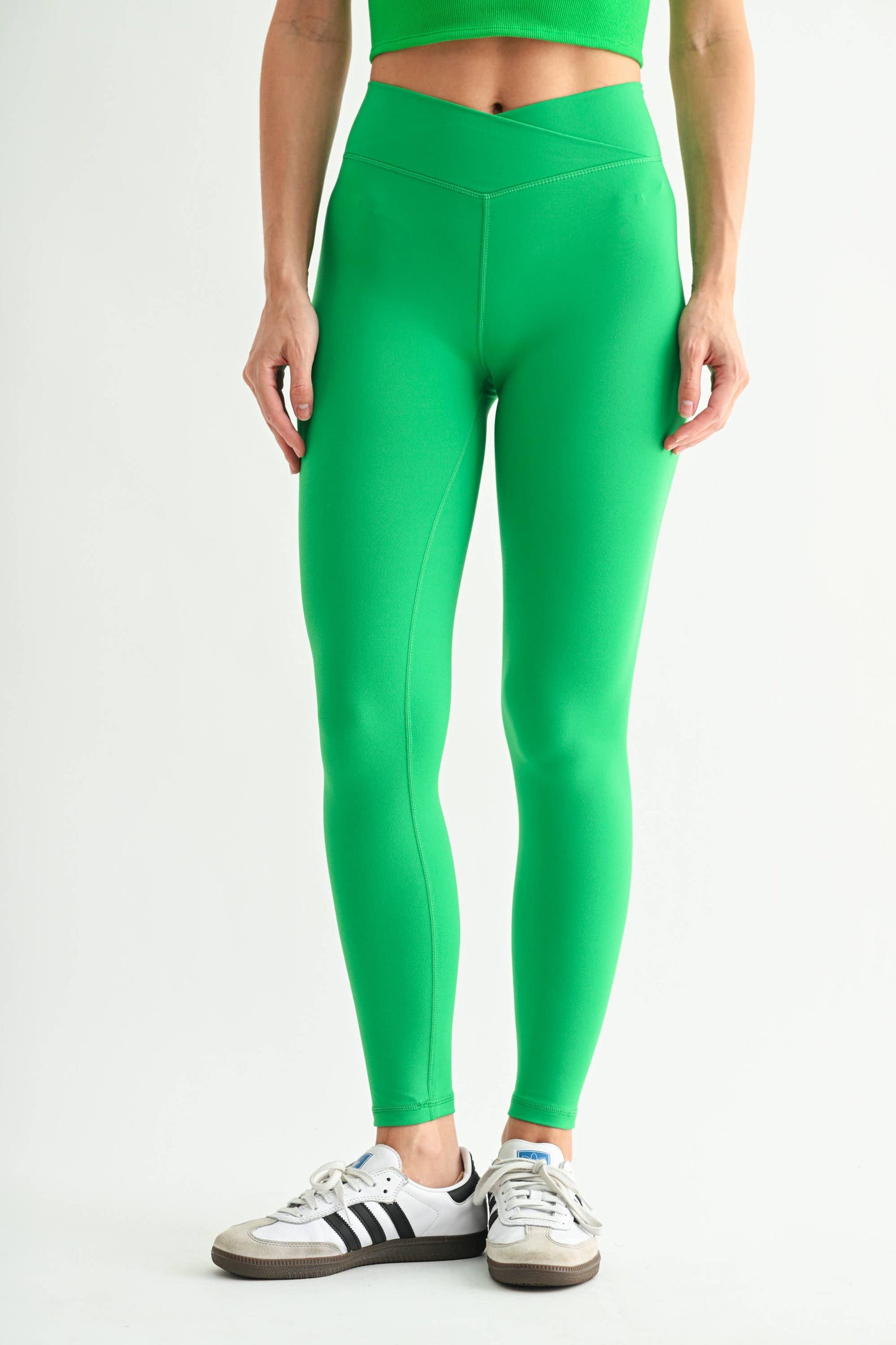 Mono B - Venice Crossover Waist Leggings: DEEP FOREST / S:M:L (2:2:2)