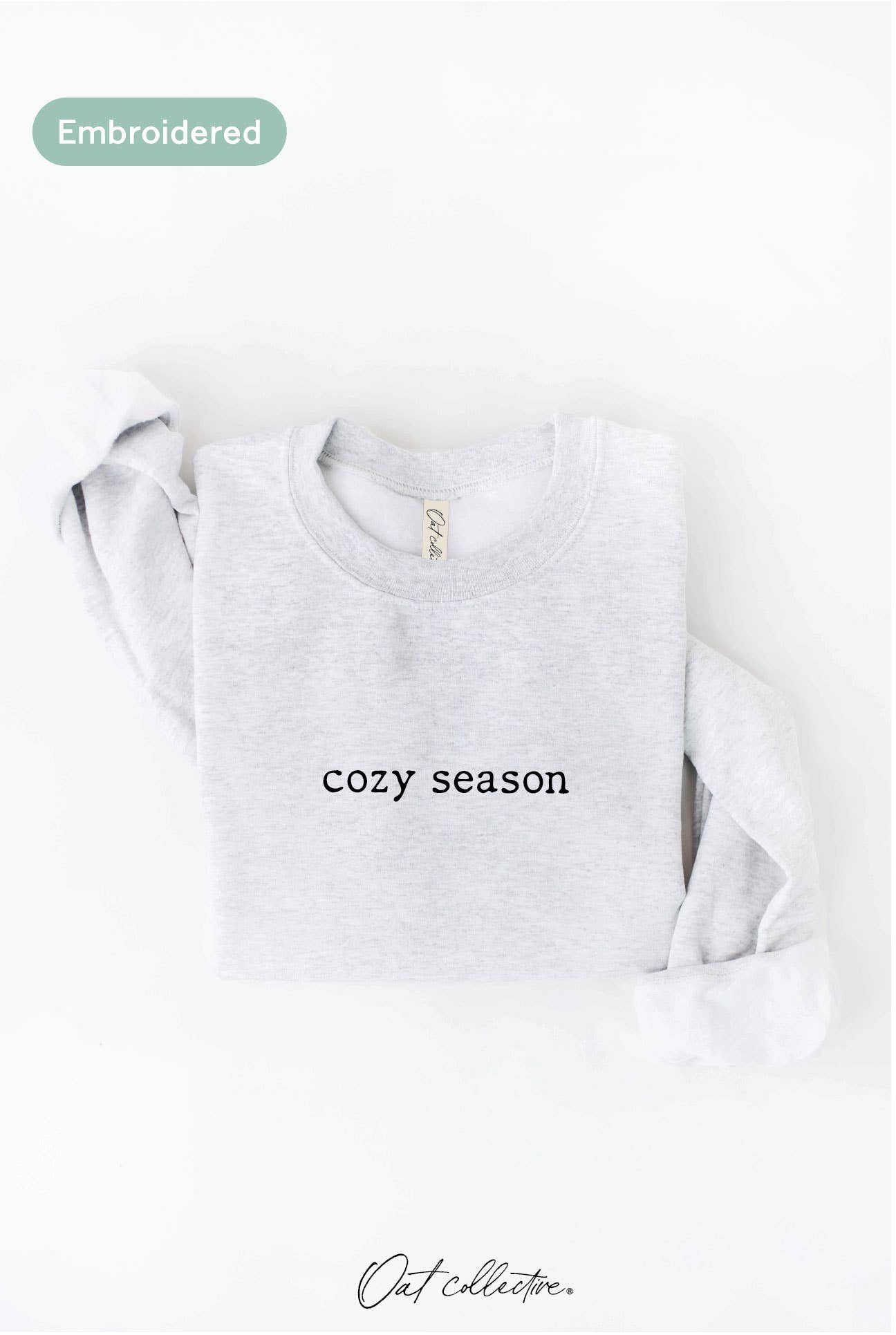 OAT COLLECTIVE - EMBROIDERED COZY SEASON Sweatshirt : VINTAGE WHITE LONG SLEEVE / M