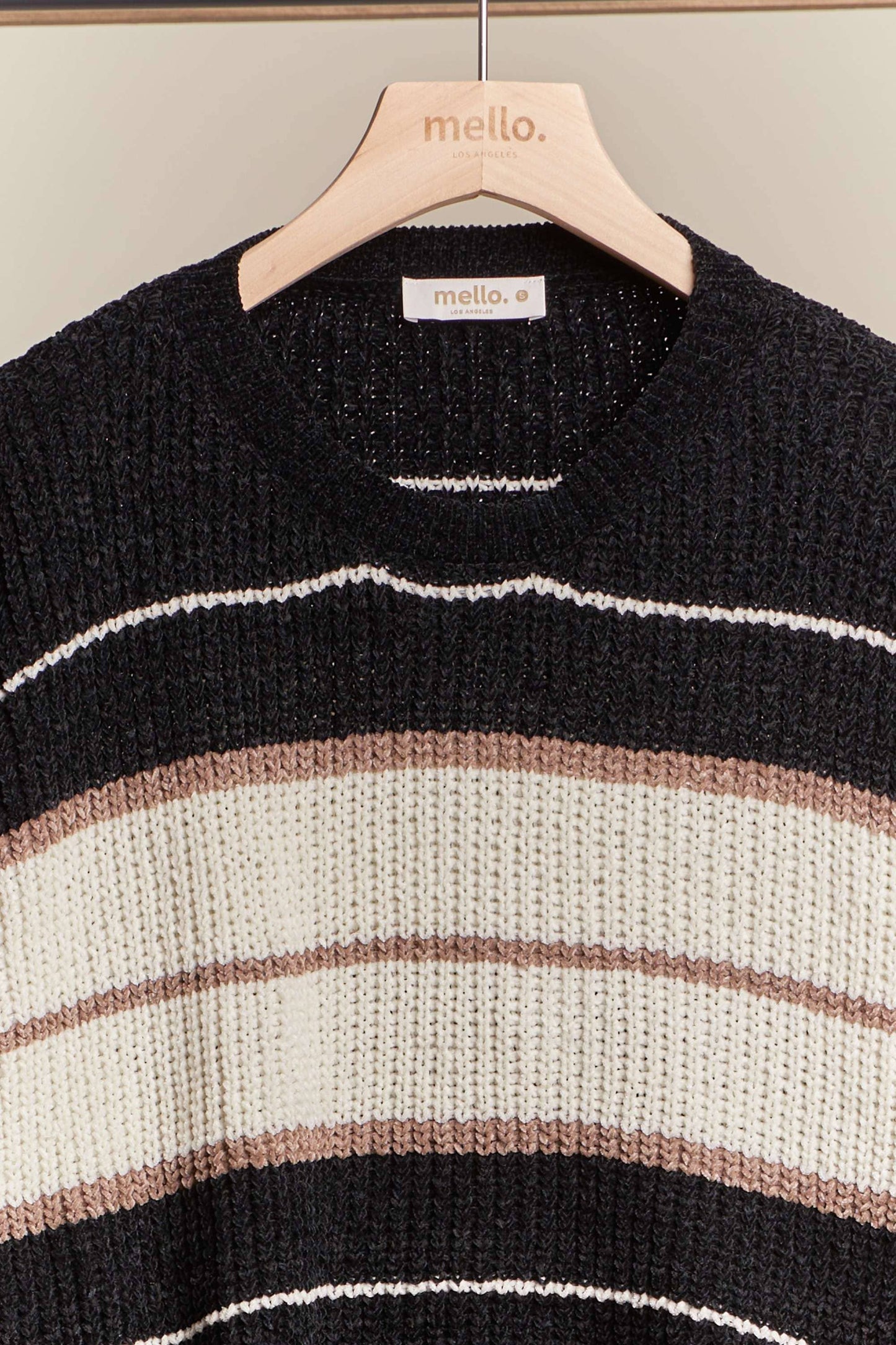 Round Neck Color Blocked Sweater with Stripes