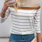 NINEXIS - CWTBLL4033_VINTAGE CASUAL STRIPED LONG SLEEVE TEE: KHAKI / (M) 1