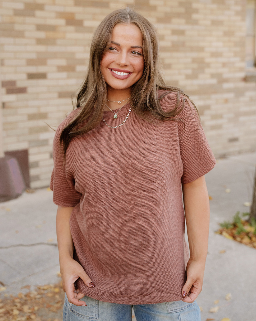 Indie & Co. | Women's Apparel - Maya Mock Neck Sweater-Brown | Batwing Sleeves | Casual Top: Coffee / 55%Acrylic+45%Cotton / XL