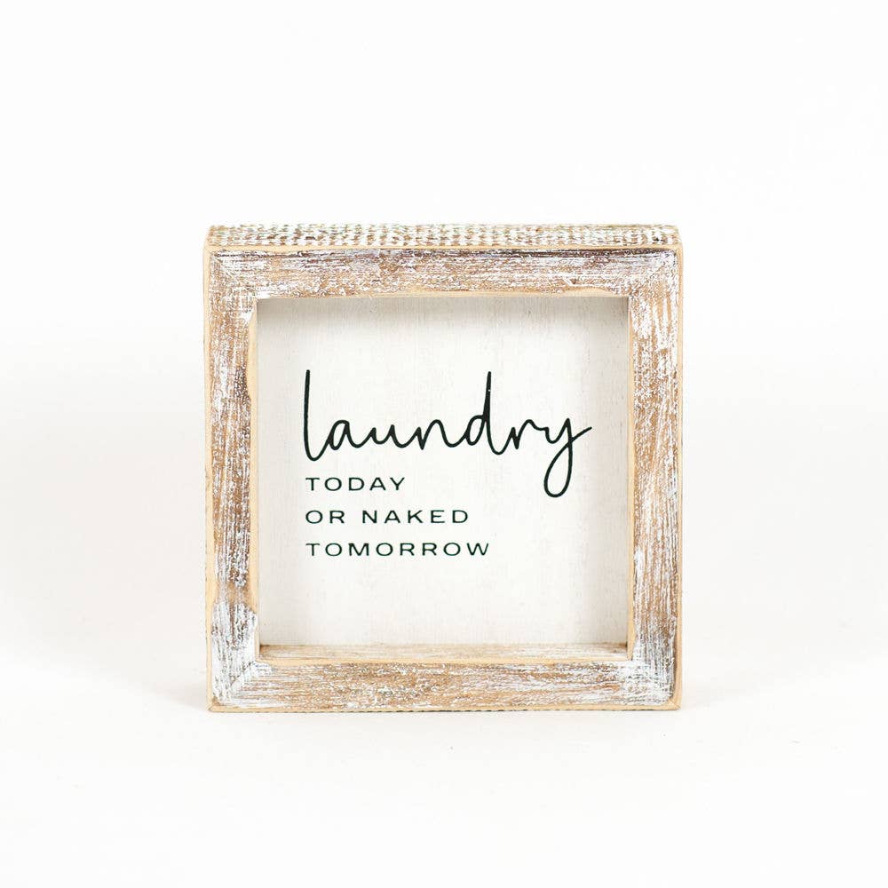 Wood Framed Sign: 'Laundry Today'