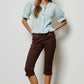 Mimosa - Puff Sleeve Ruffle Hem Knit Cardigan: Ivory / M