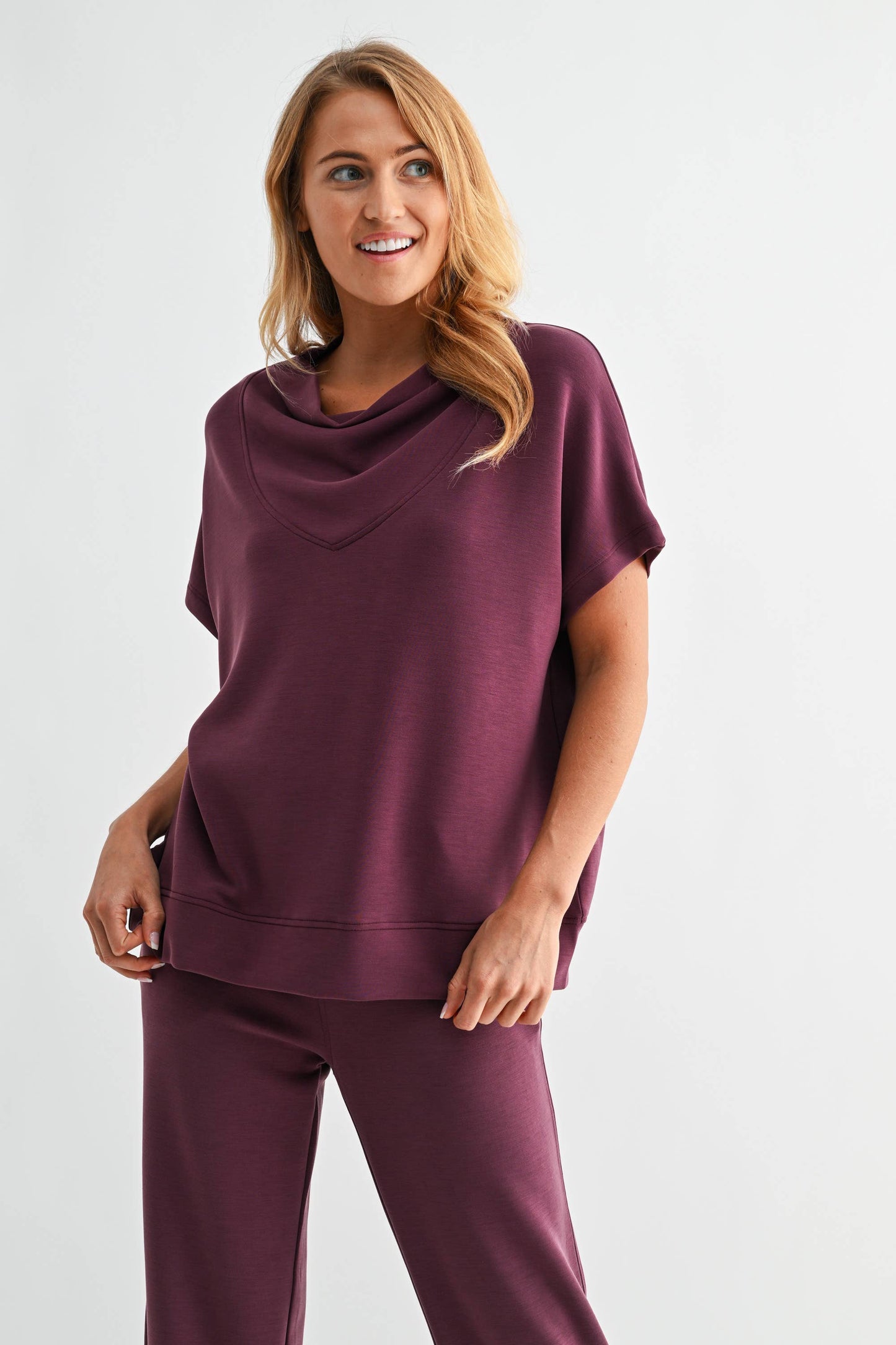 Laguna Cowl Neck Top: NATURAL