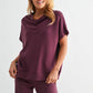 Laguna Cowl Neck Top: GARNET RED
