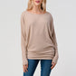Heimious - Long Dolman Sleeve Round Neck Brushed Knit Top, 2739: Navy / S