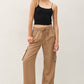 Tencel High Rise Drawstring Wide Leg Cargo Pant: