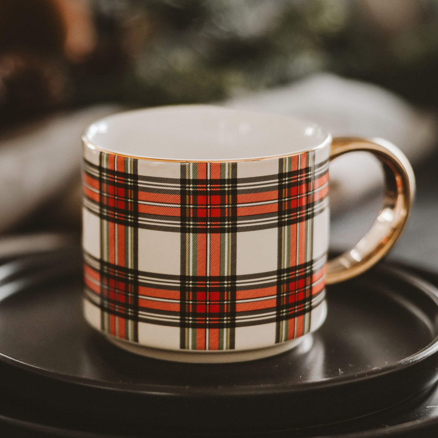 Mug: White Plaid Coffee Mug