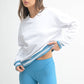Contrast Cinch Cotton Sweatshirt: WHITE/FUSCHIA