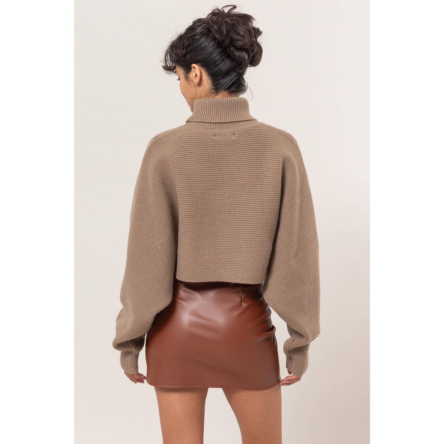 Turtleneck Cropped Sweater: CREAM